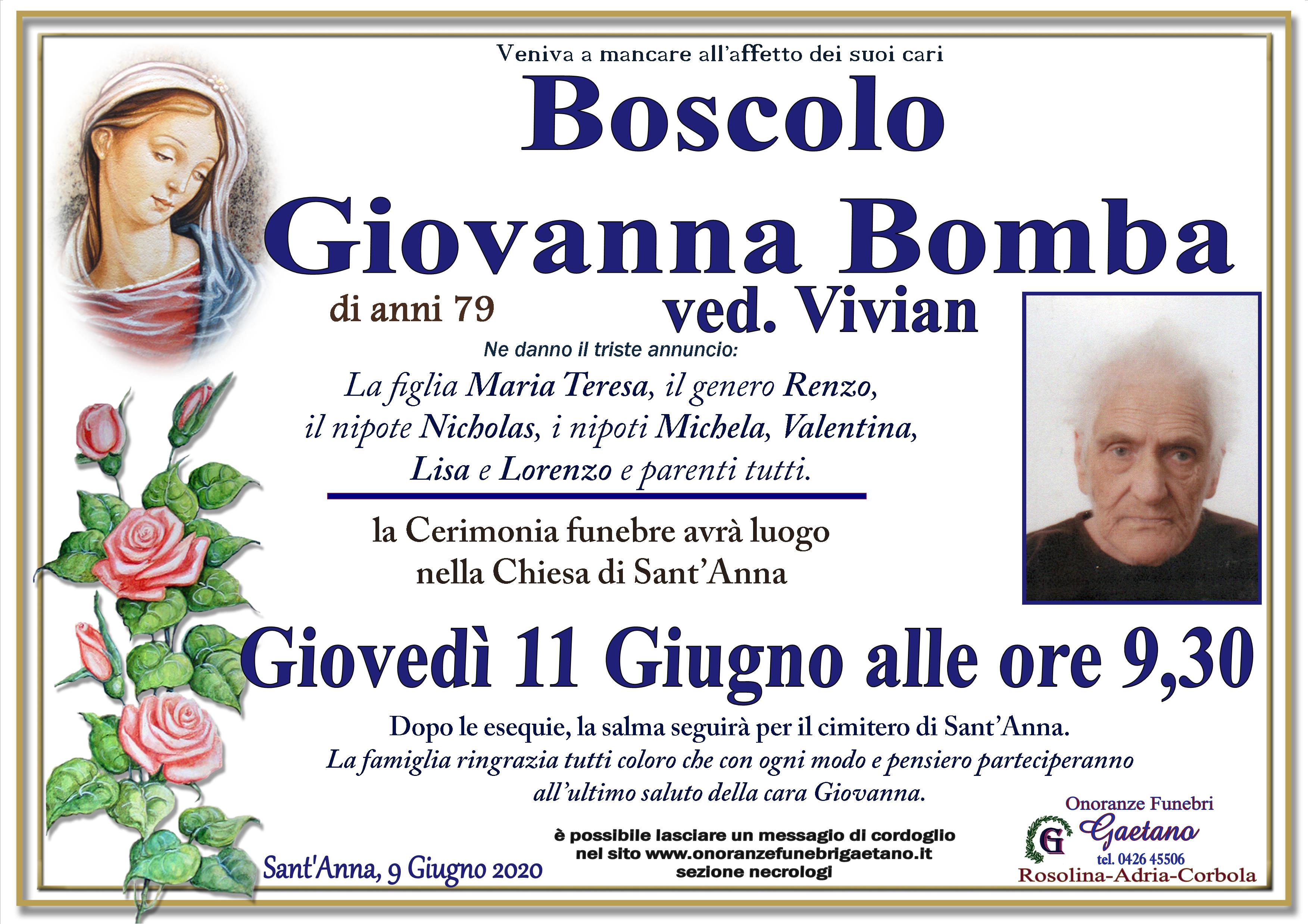 BOSCOLO GIOVANNA ” BOMBA”