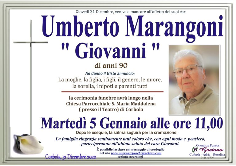 MARANGONI UMBERTO GIOVANNI