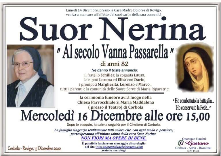 SUOR NERINA ” al secolo VANNA PASSARELLA”