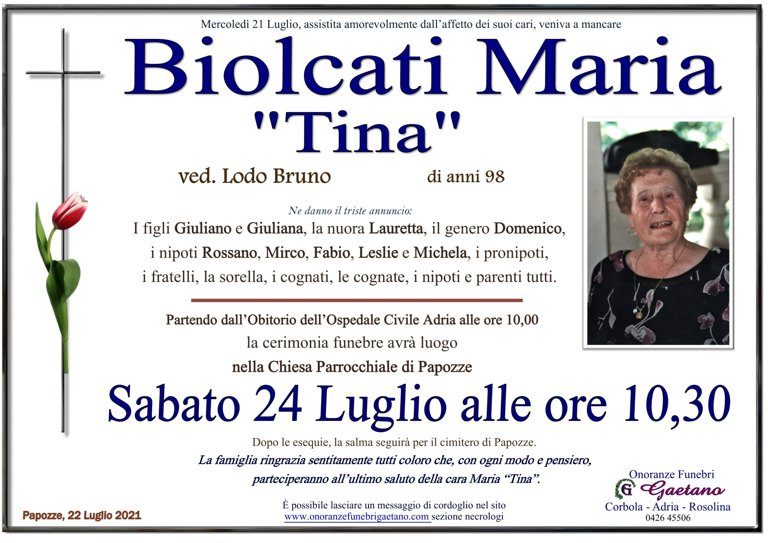 BIOLCATI MARIA ” TINA”