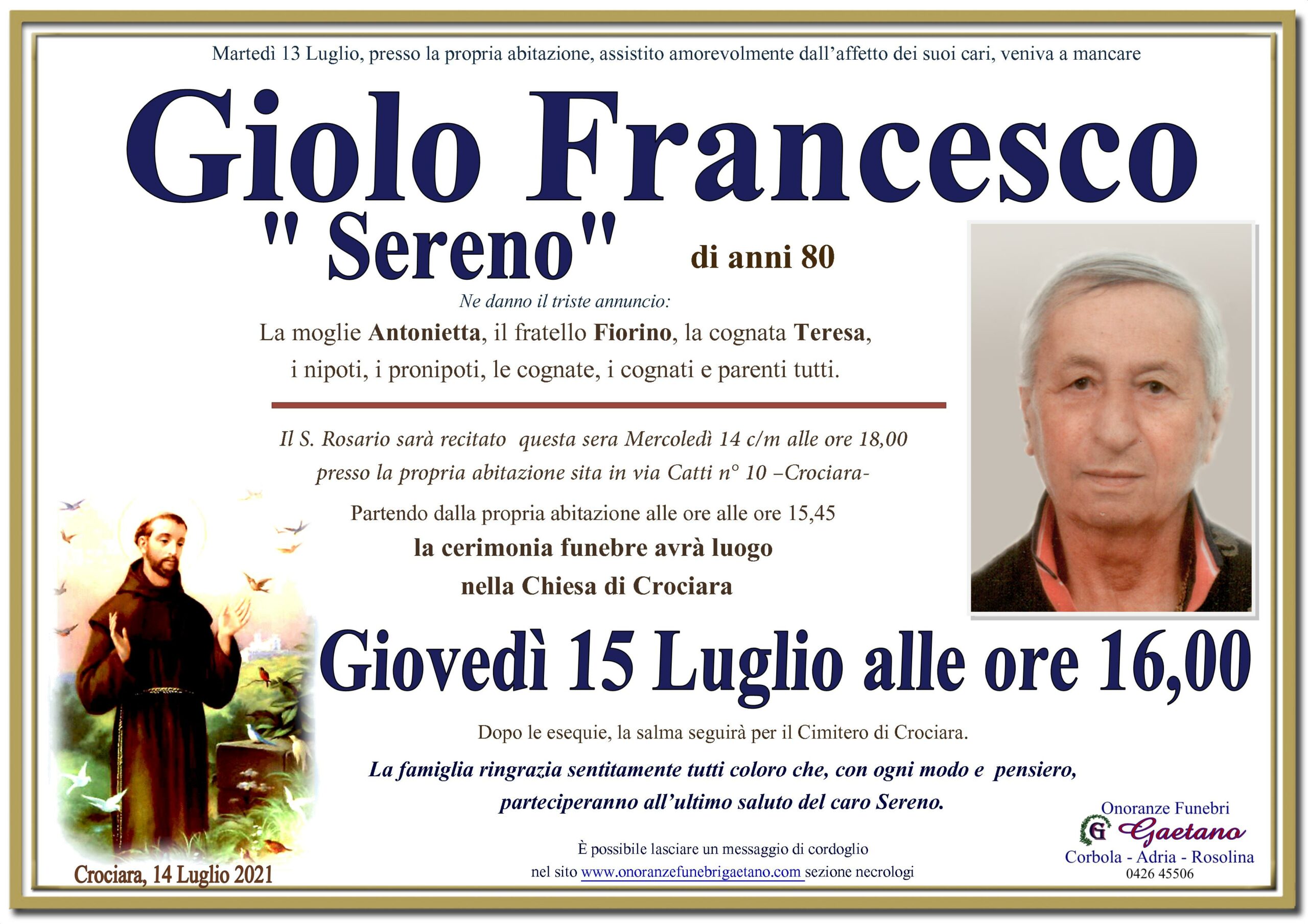 GIOLO FRANCESCO ” SERENO”