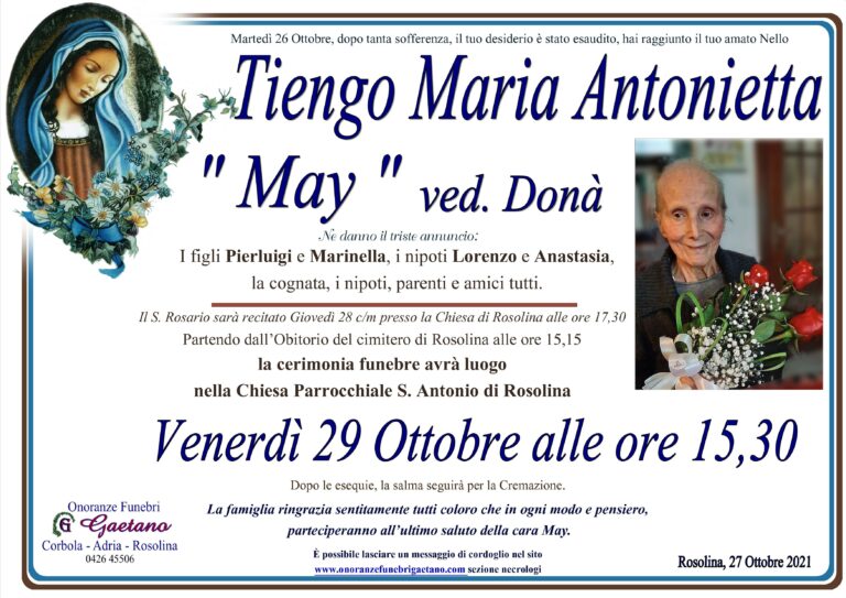 TIENGO MARIA ANTONIETTA ” MAY”