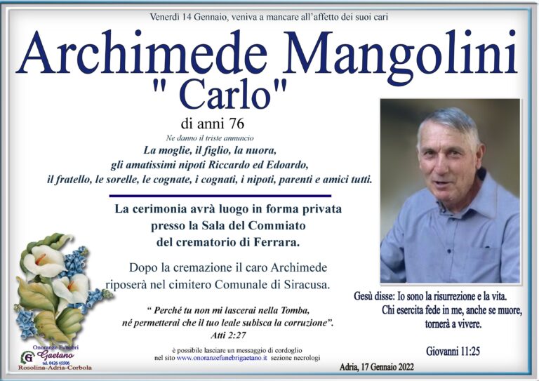 ARCHIMEDE MANGOLINI ” Carlo”