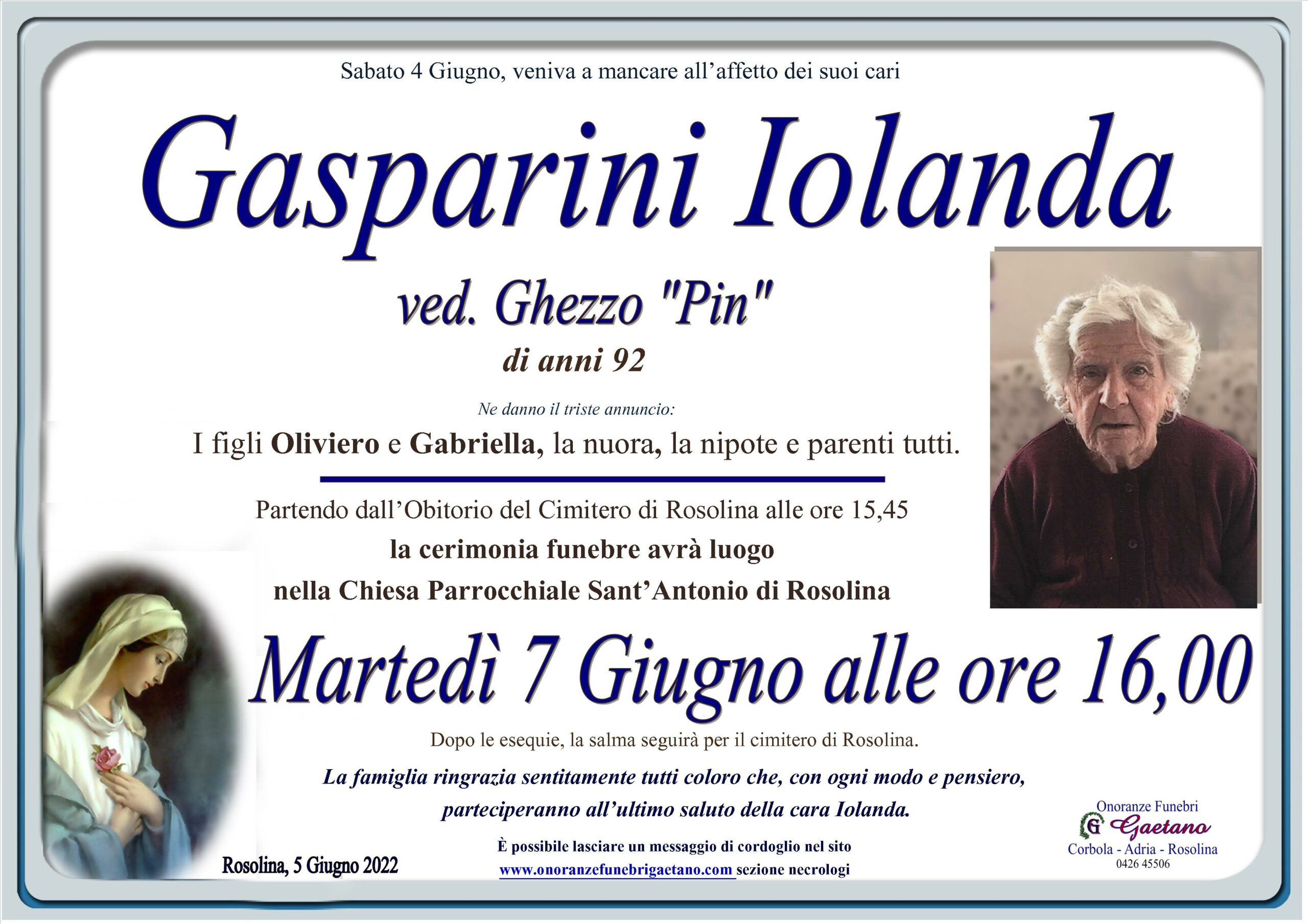 GASPARINI IOLANDA ved. Ghezzo