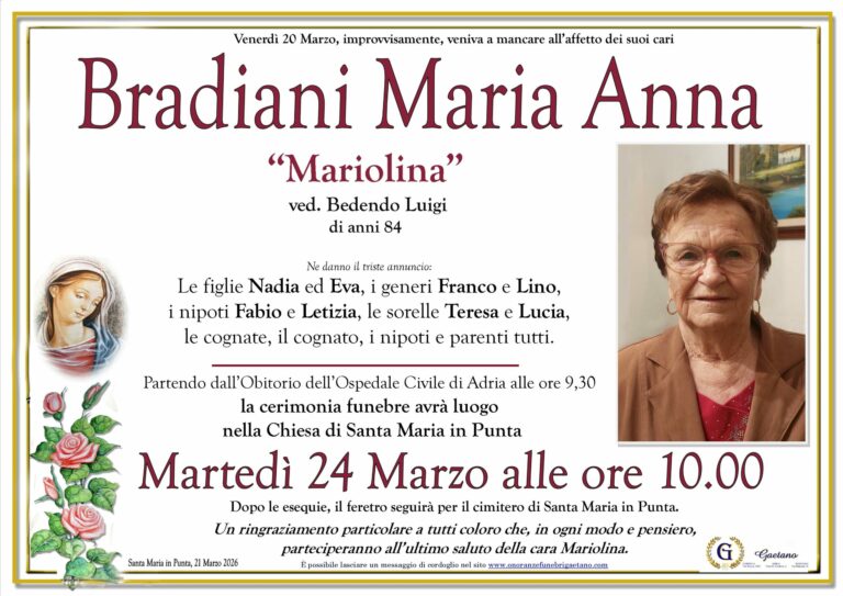 Bradiani Maria Anna &rdquo; Mariolina&rdquo;