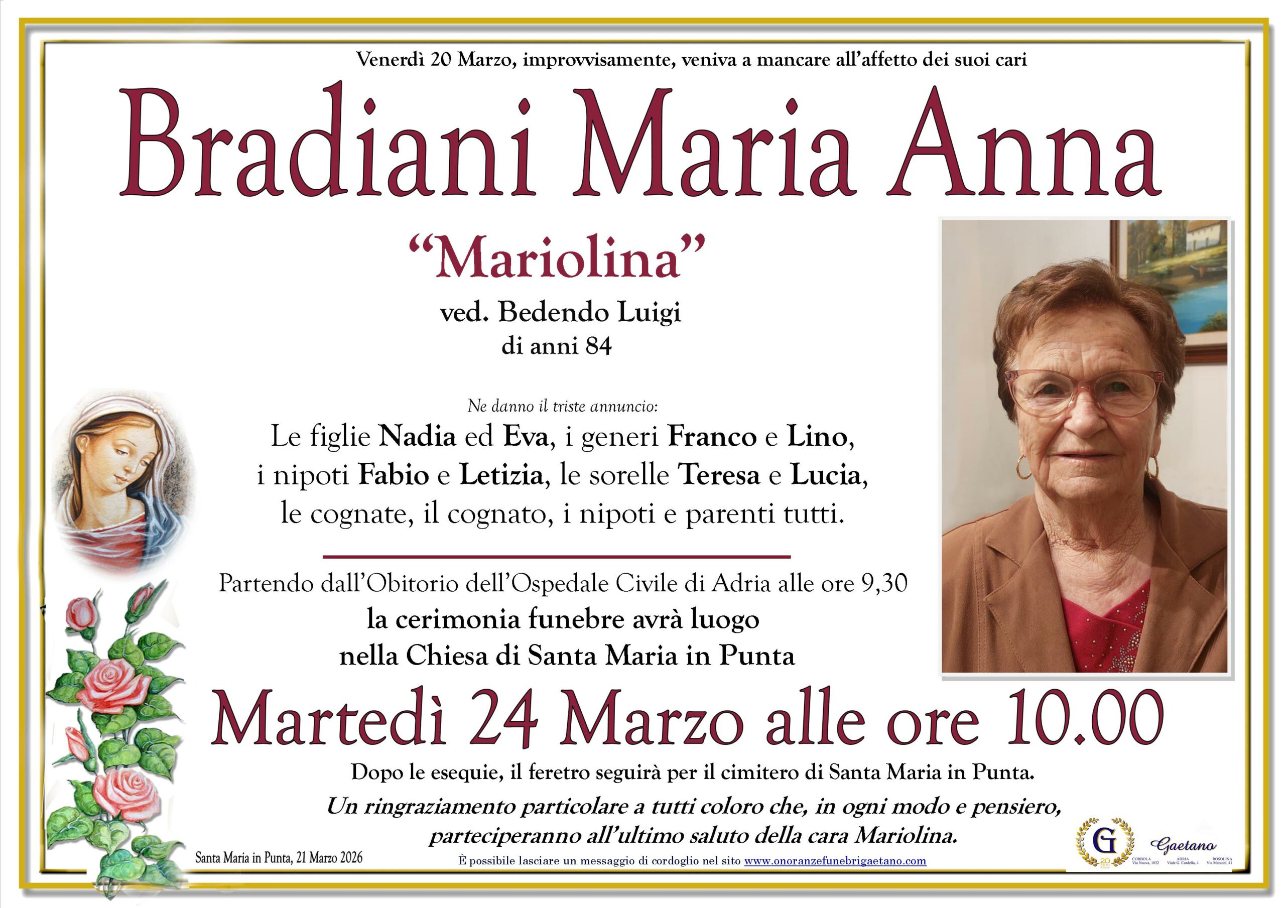 Bradiani Maria Anna ” Mariolina”